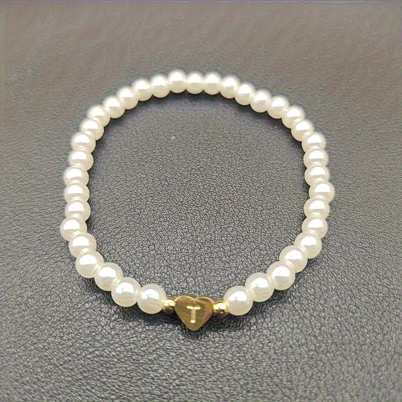 Chic Bracelet with Heart Initial (A–Z)