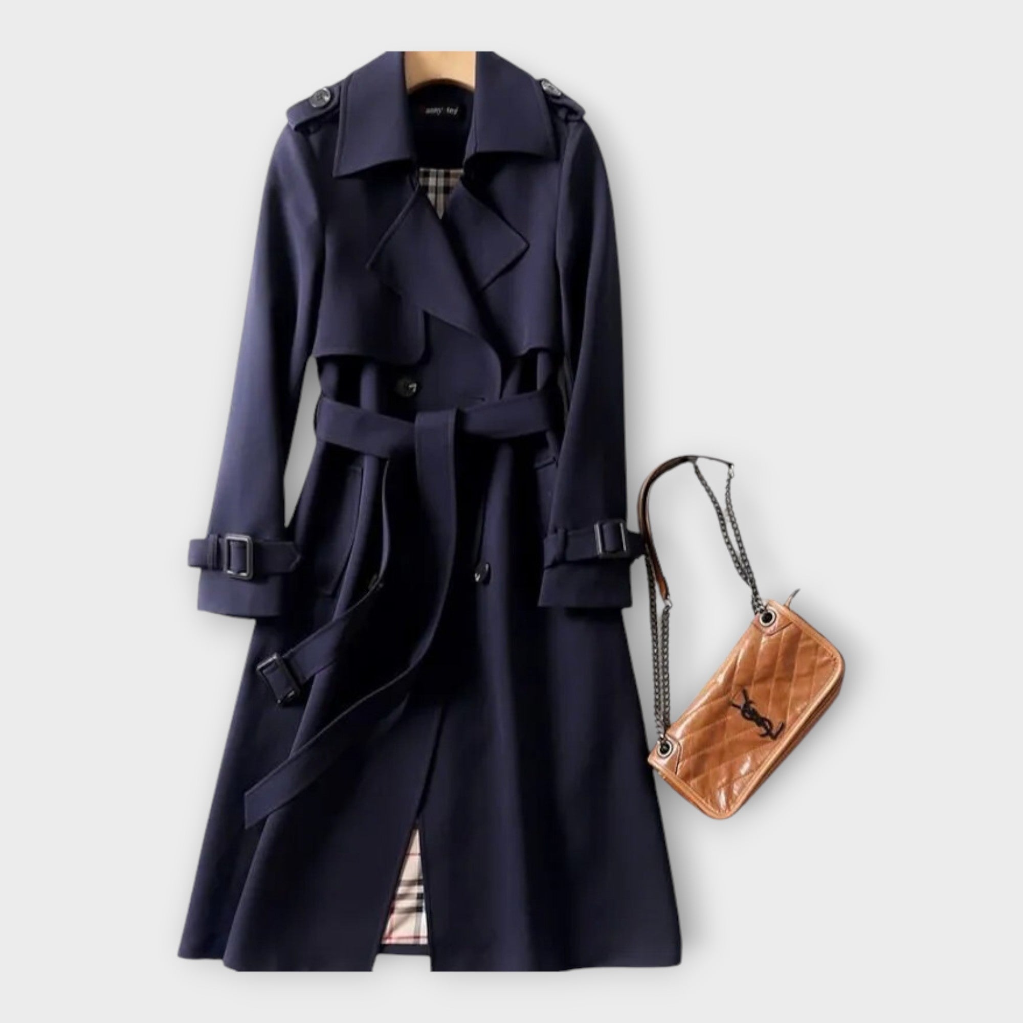 Merike | Classic Long Trench Coat with Belt