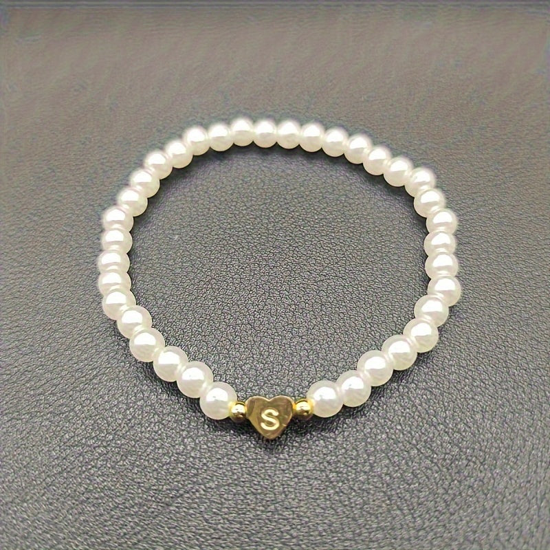 Chic Bracelet with Heart Initial (A–Z)