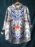 Claire | Women's Blue Porcelain Print Everyday Shirt
