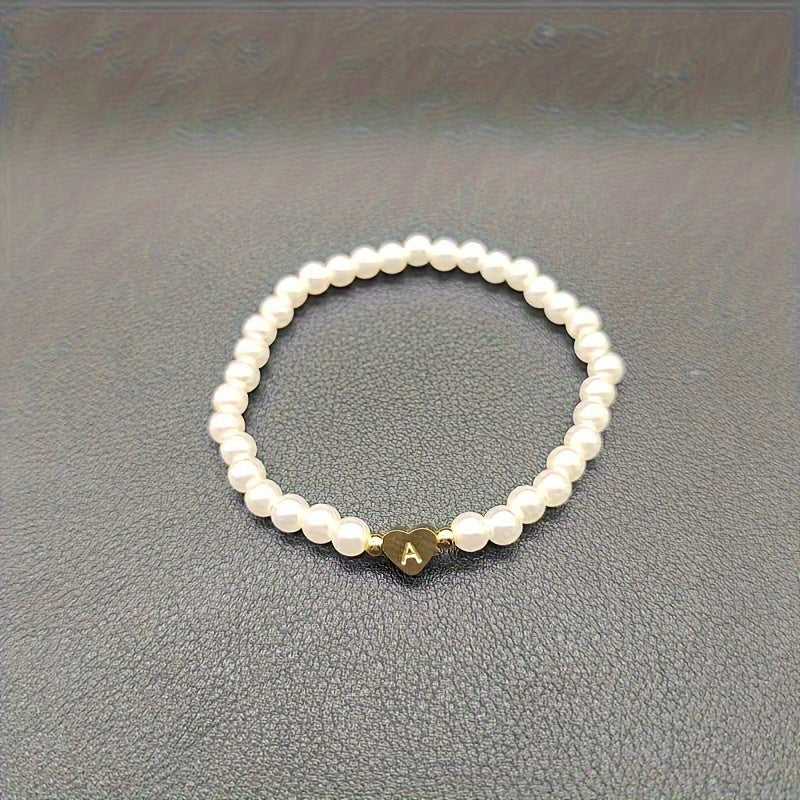 Chic Bracelet with Heart Initial (A–Z)