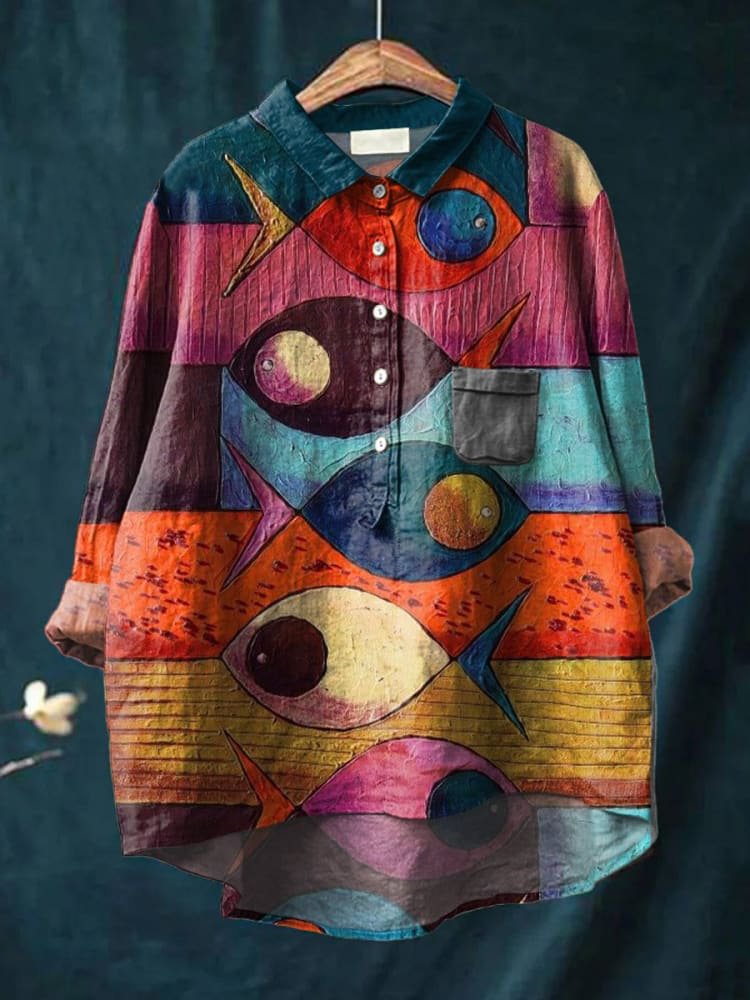 Nerina | Women's Ocean-Inspired Artistic Printed Casual Shirt