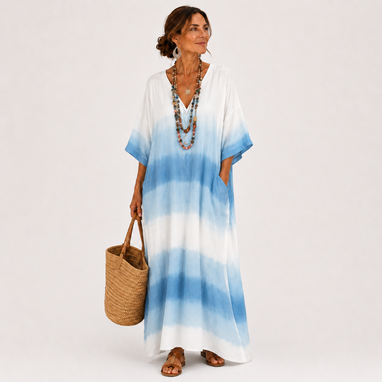 Jamila Blue Gradient Kaftan