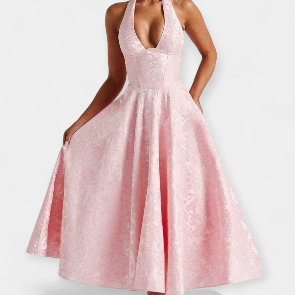 Maya | Midi dress with open back and corset