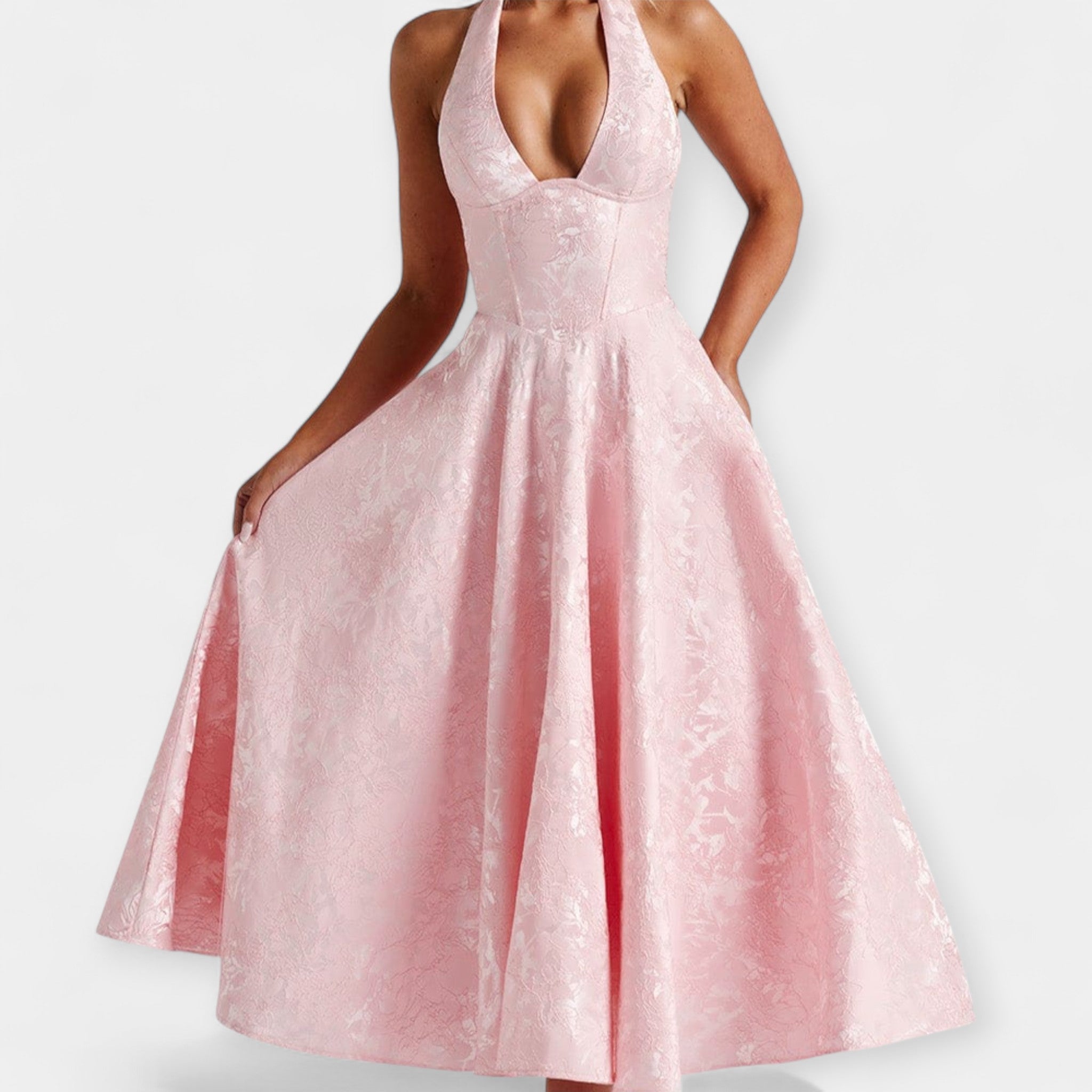 Maya | Midi dress with open back and corset