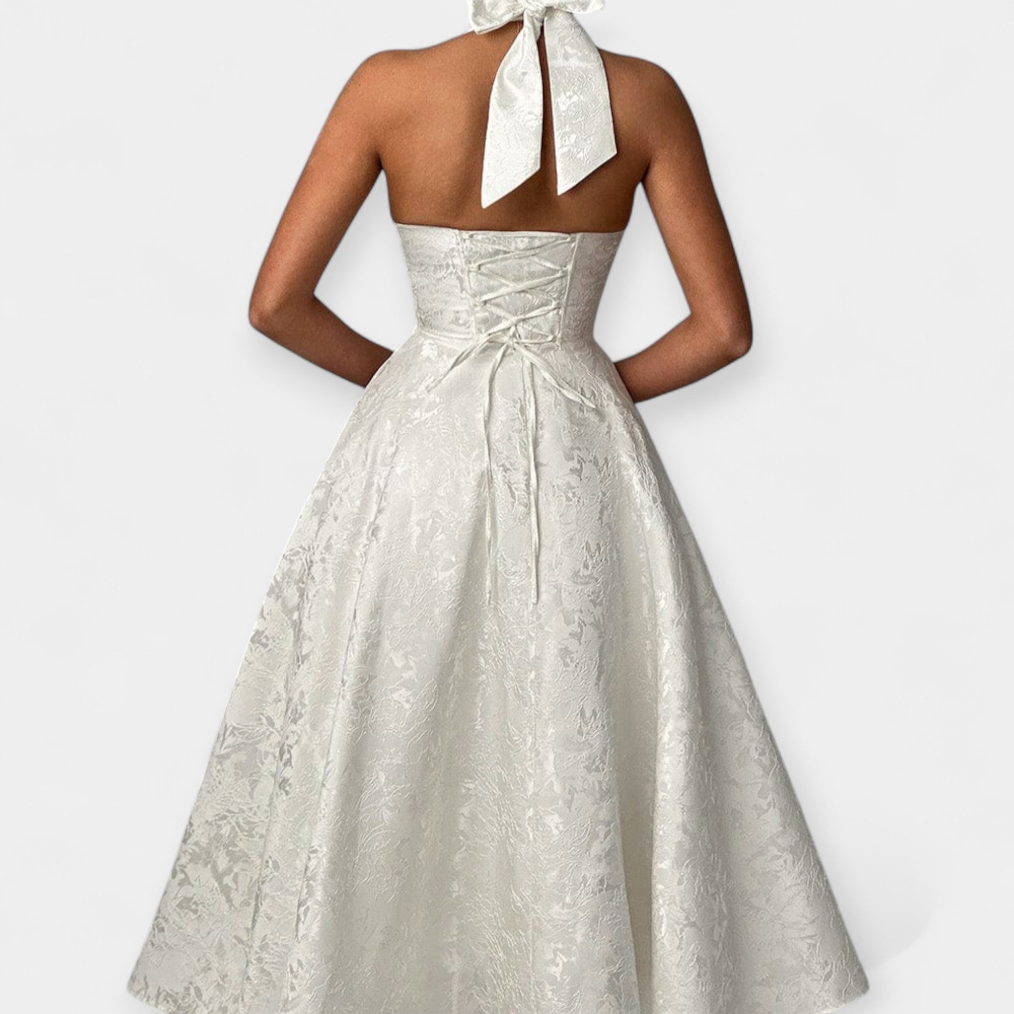 Maya | Midi dress with open back and corset