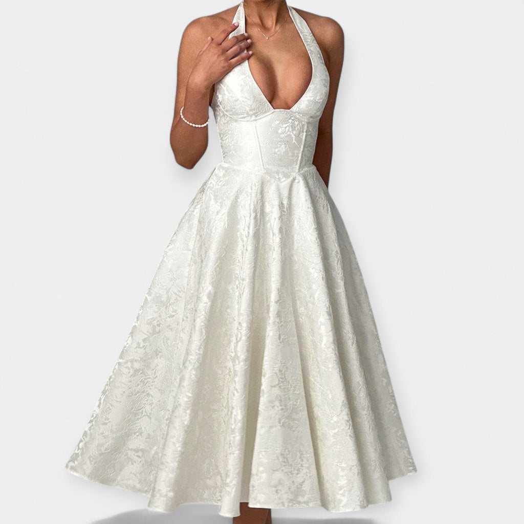 Joana | Midi dress with open back and corset