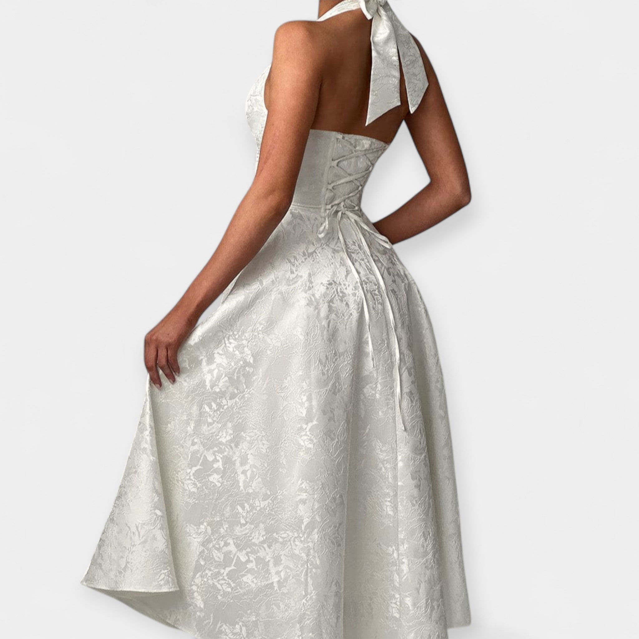 Joana | Midi dress with open back and corset