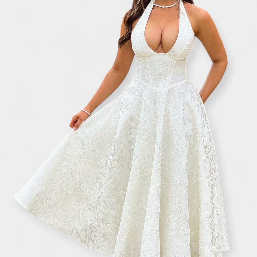 Maya | Midi dress with open back and corset