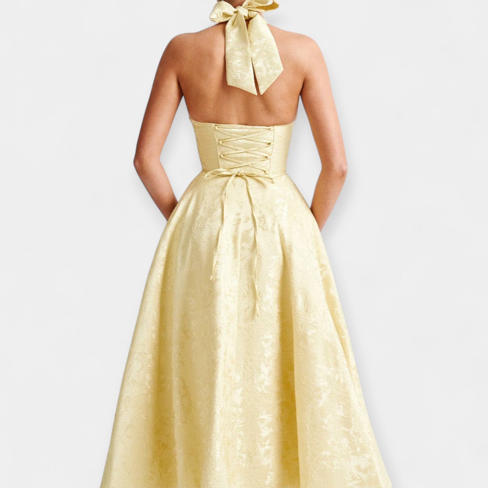 Maya | Midi dress with open back and corset