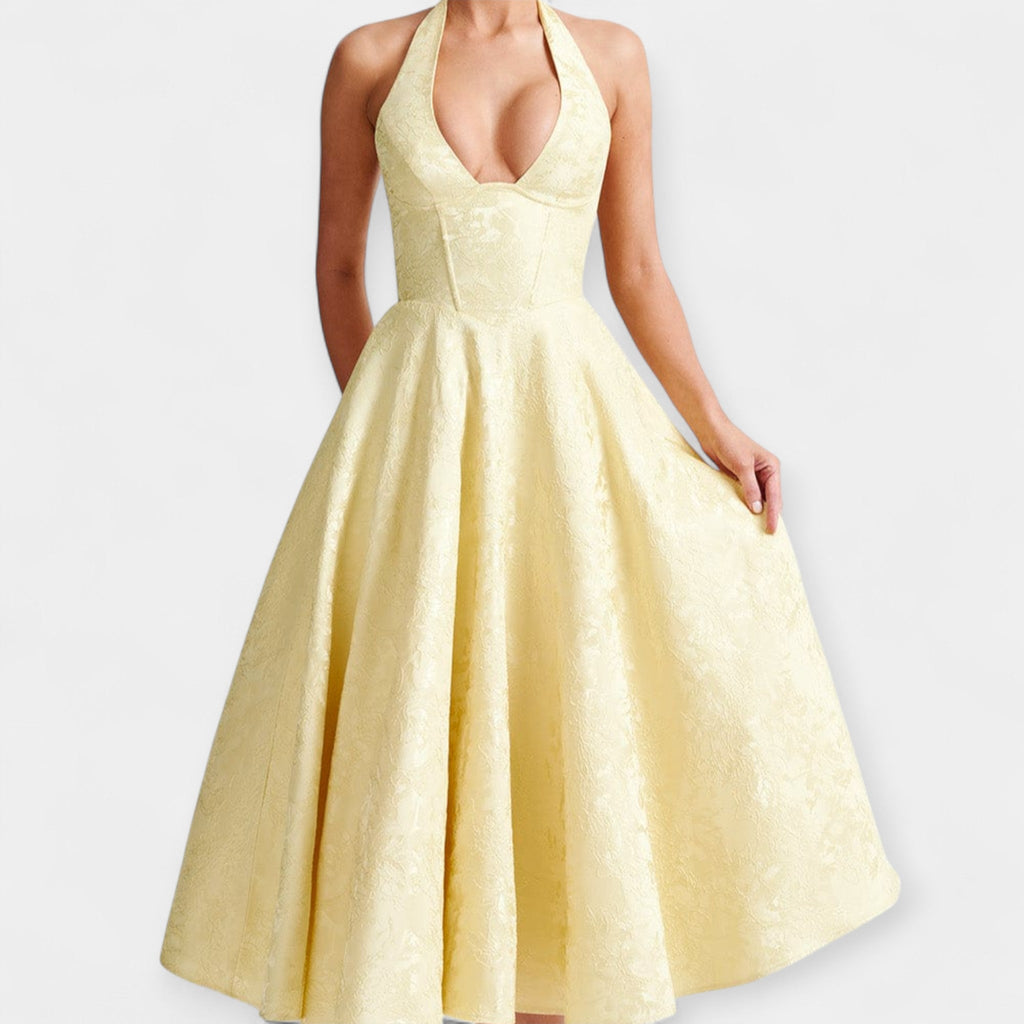 Maya | Midi dress with open back and corset