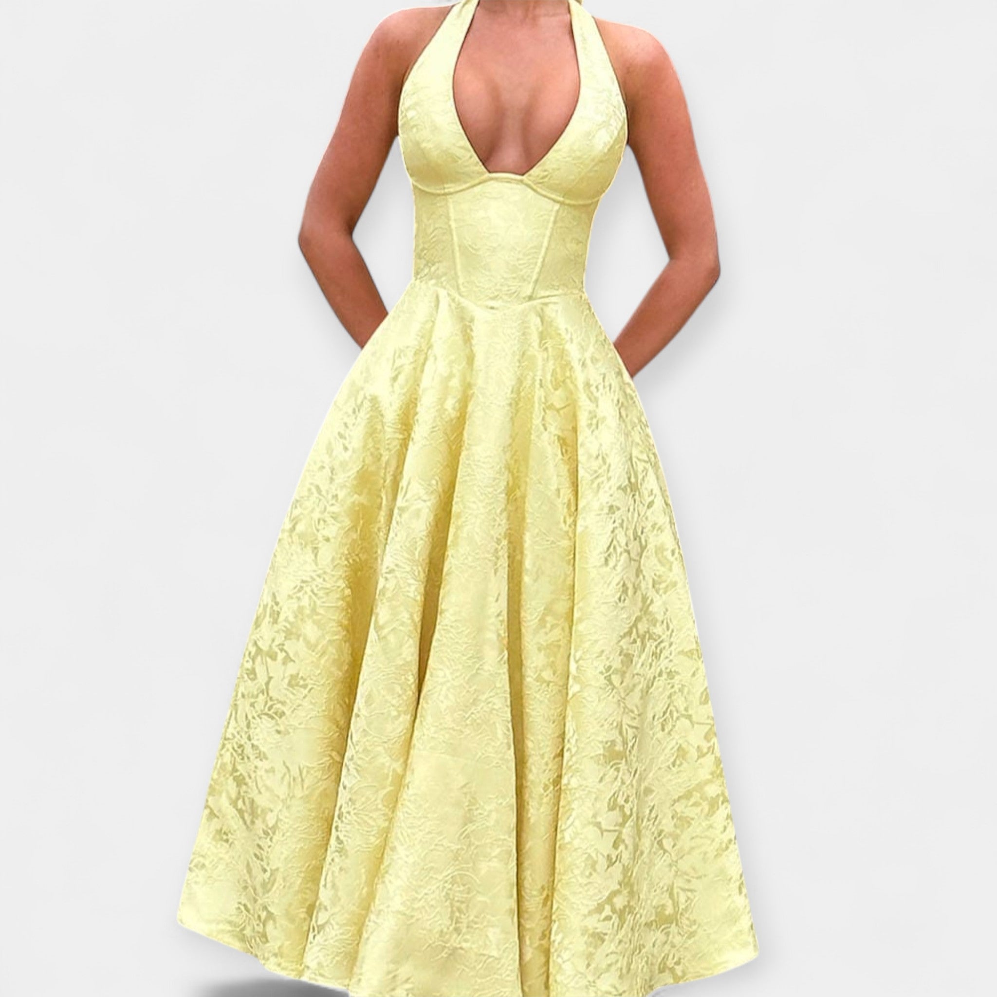Maya | Midi dress with open back and corset