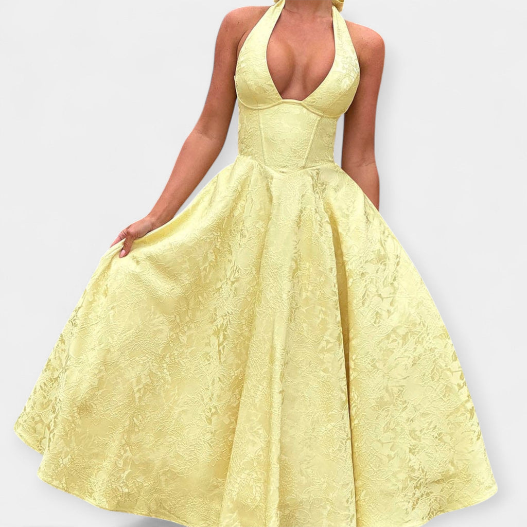 Maya | Midi dress with open back and corset
