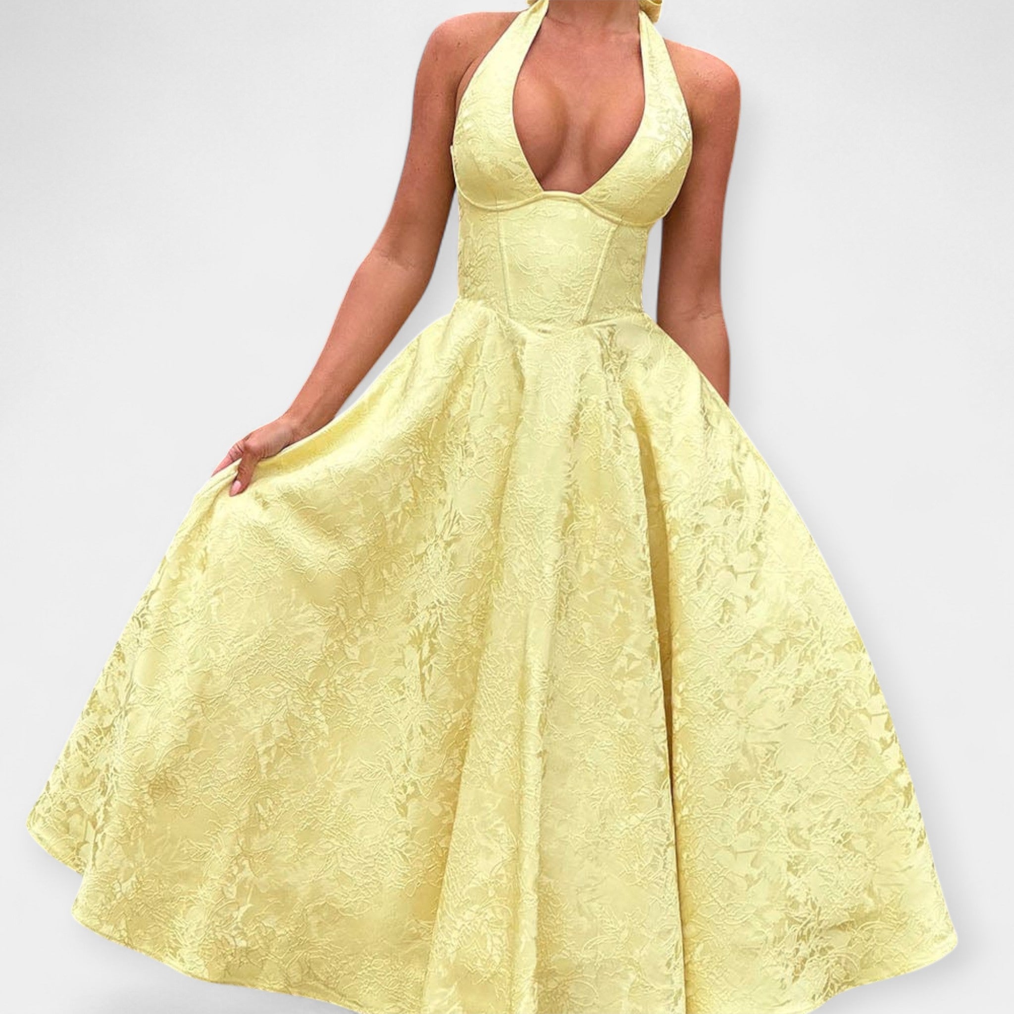 Joana | Midi dress with open back and corset