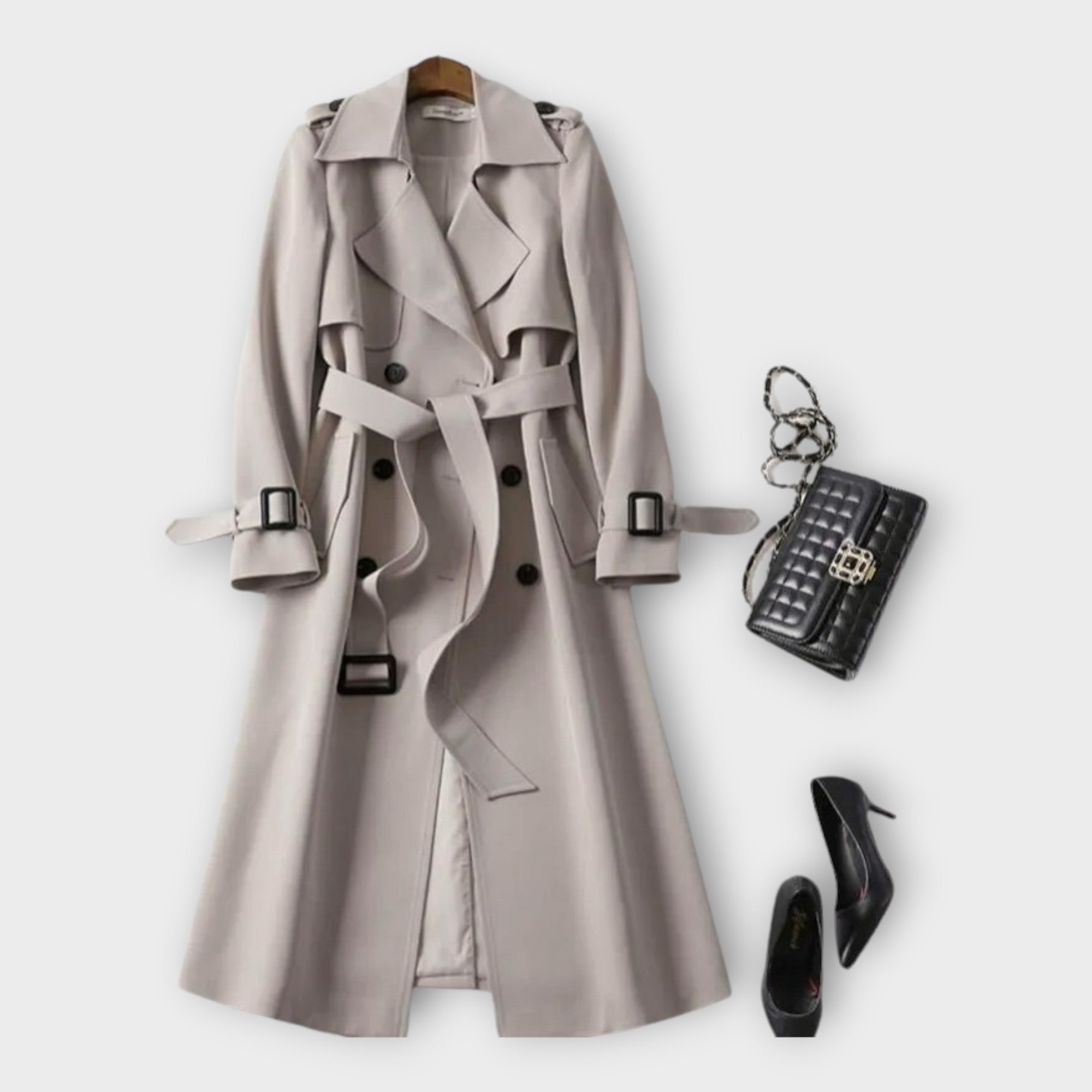 Merike | Classic Long Trench Coat with Belt
