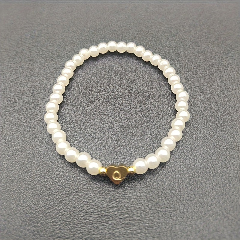 Chic Bracelet with Heart Initial (A–Z)