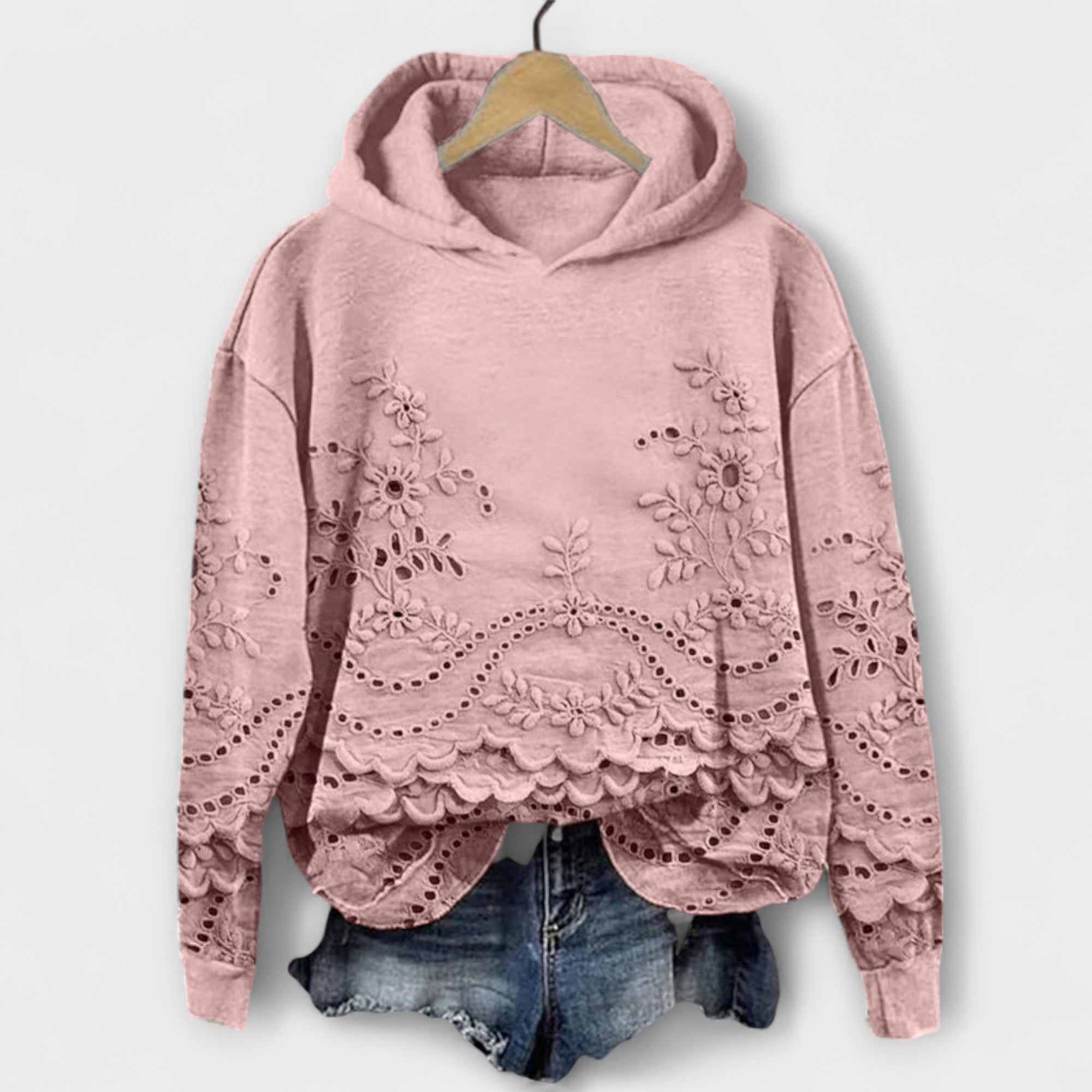 Oilme | Elegant Hoodie Sweatshirt with Lace Details