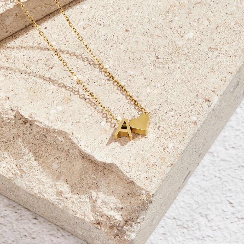 Timeless Initial Necklace with Heart Pendant