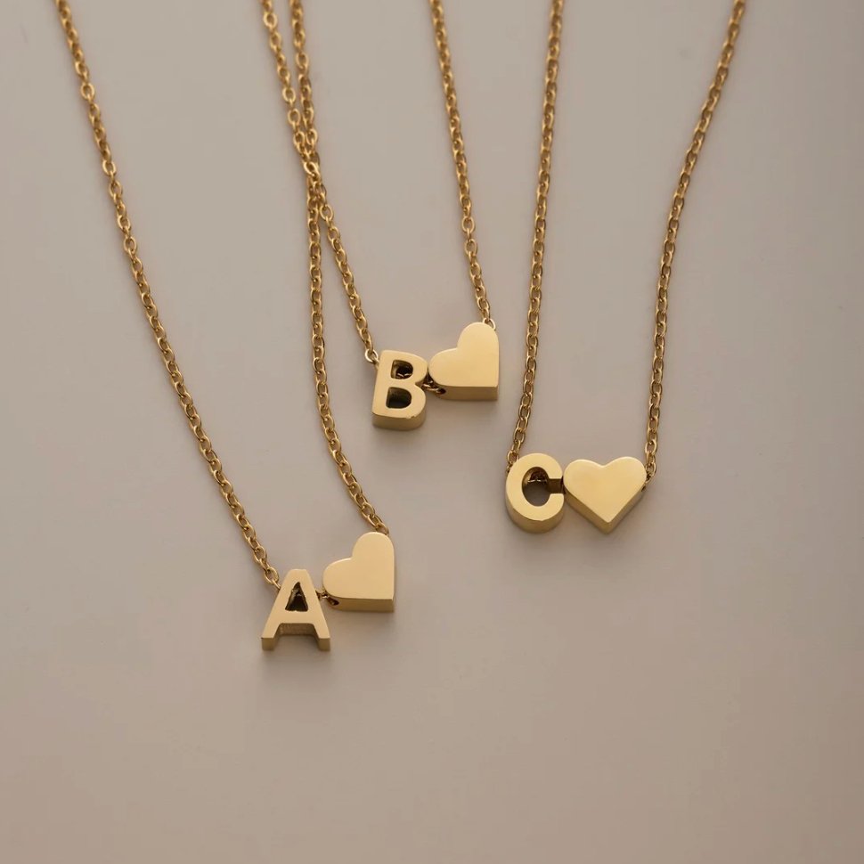 Timeless Initial Necklace with Heart Pendant