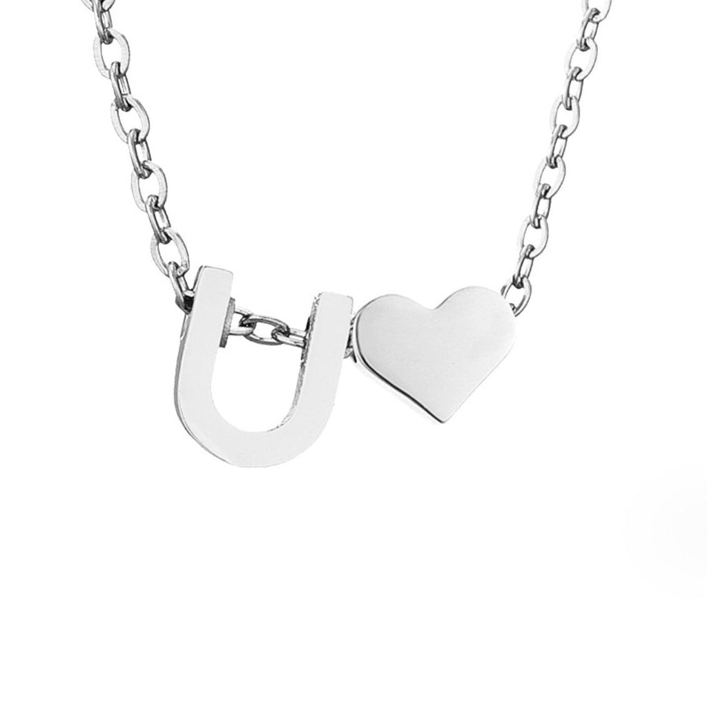 Timeless Initial Necklace with Heart Pendant
