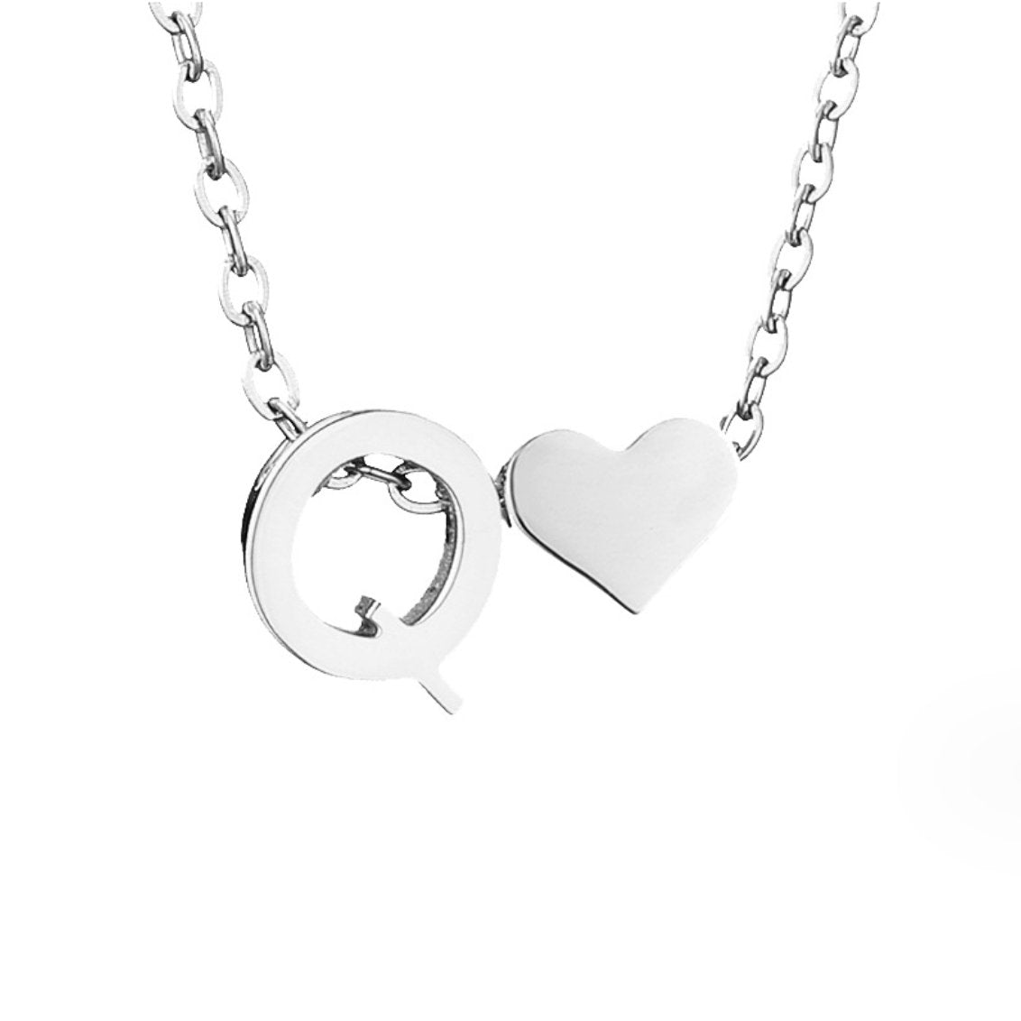Timeless Initial Necklace with Heart Pendant