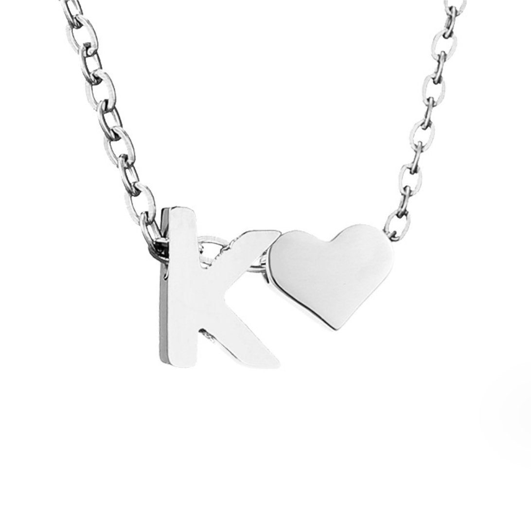 Timeless Initial Necklace with Heart Pendant