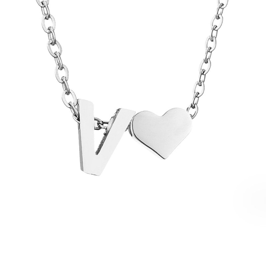 Timeless Initial Necklace with Heart Pendant