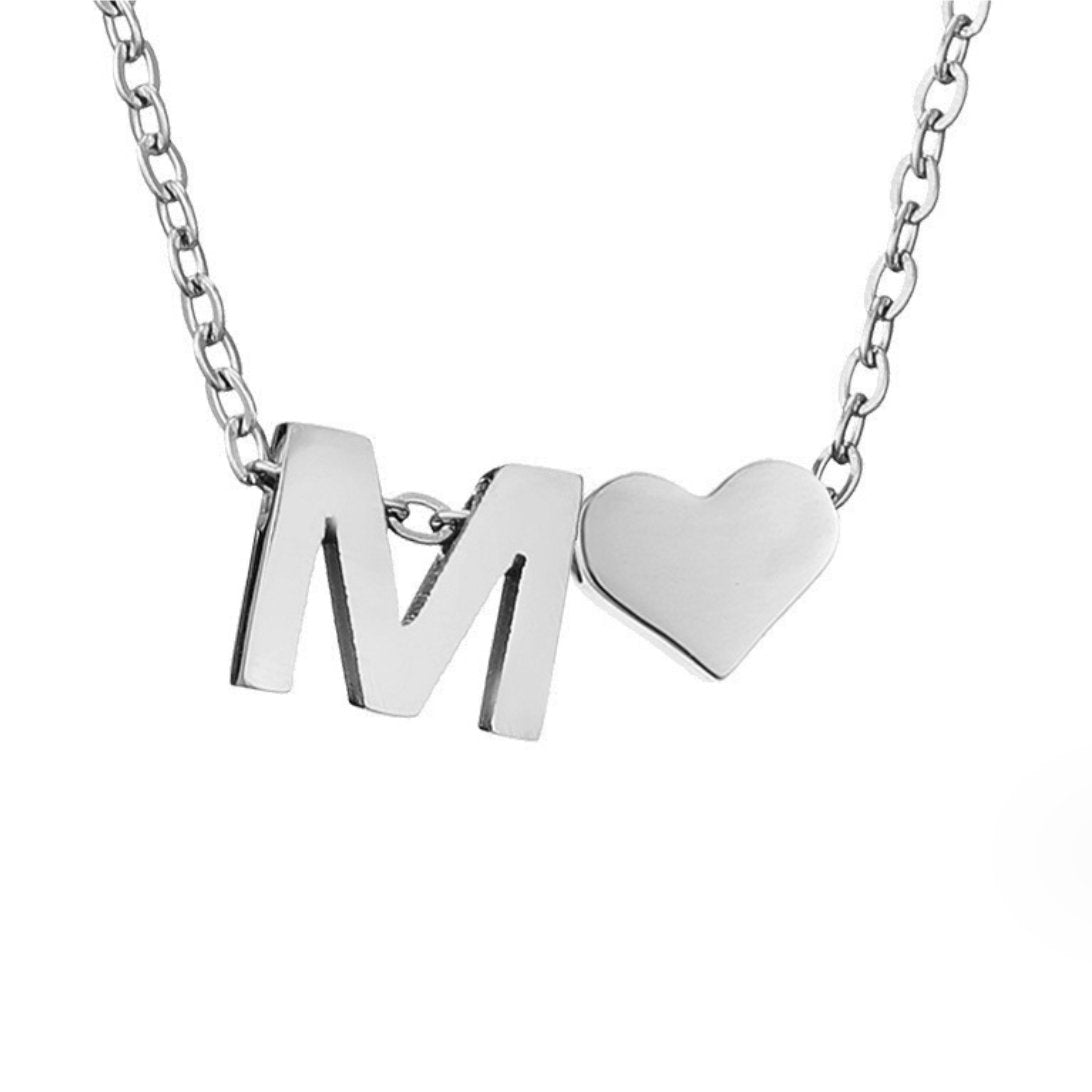 Timeless Initial Necklace with Heart Pendant