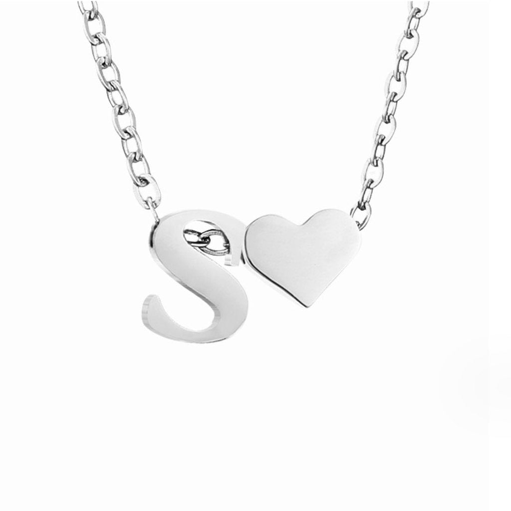 Timeless Initial Necklace with Heart Pendant