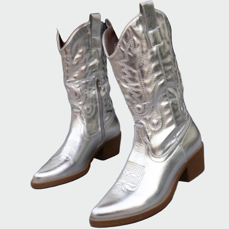 Flower | Elegant and Comfortable Metallic Cowboy Boots for Everyday Wear