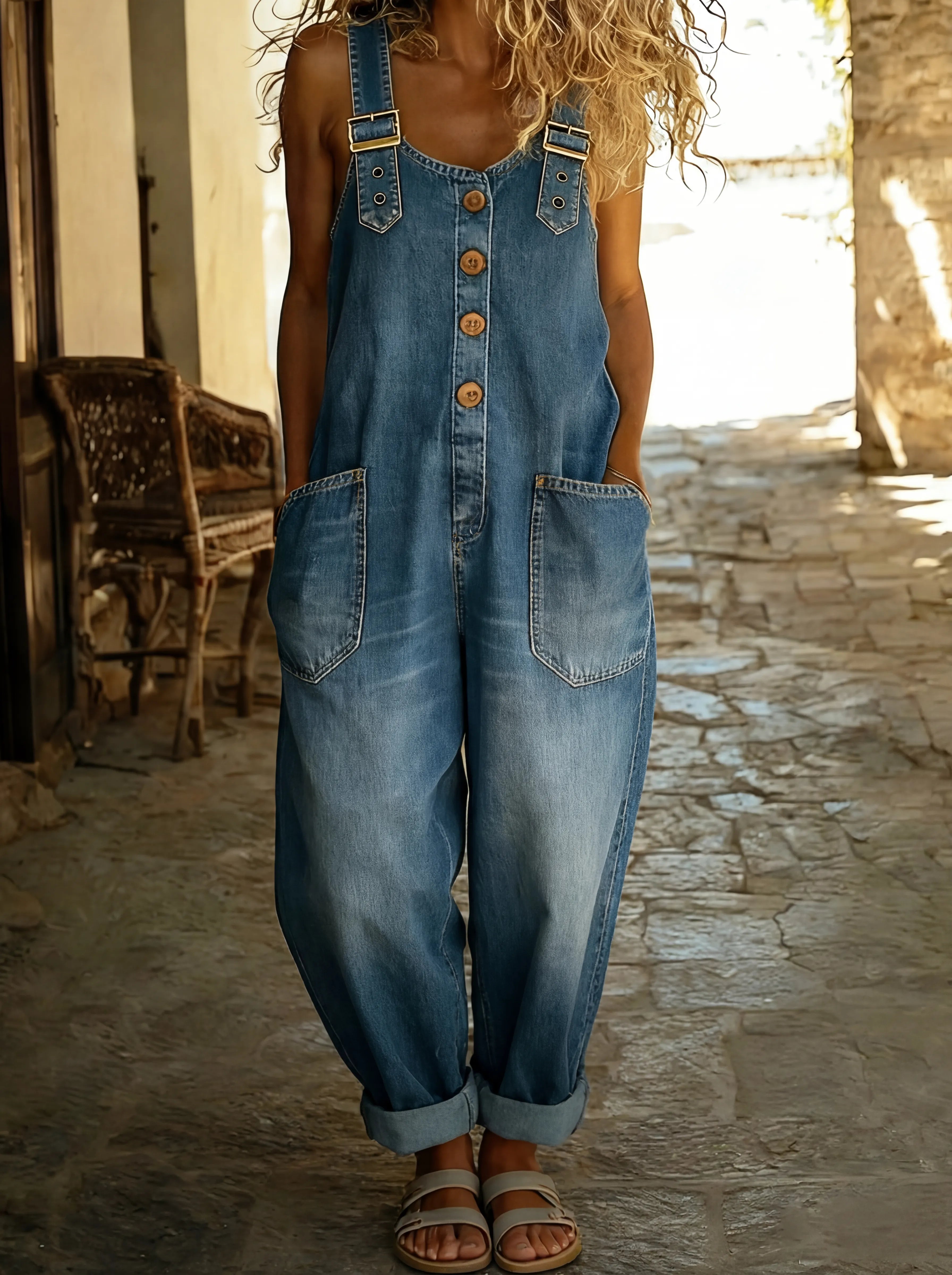 Rocio - Lahe denim jumpsuit with adjustable buckle