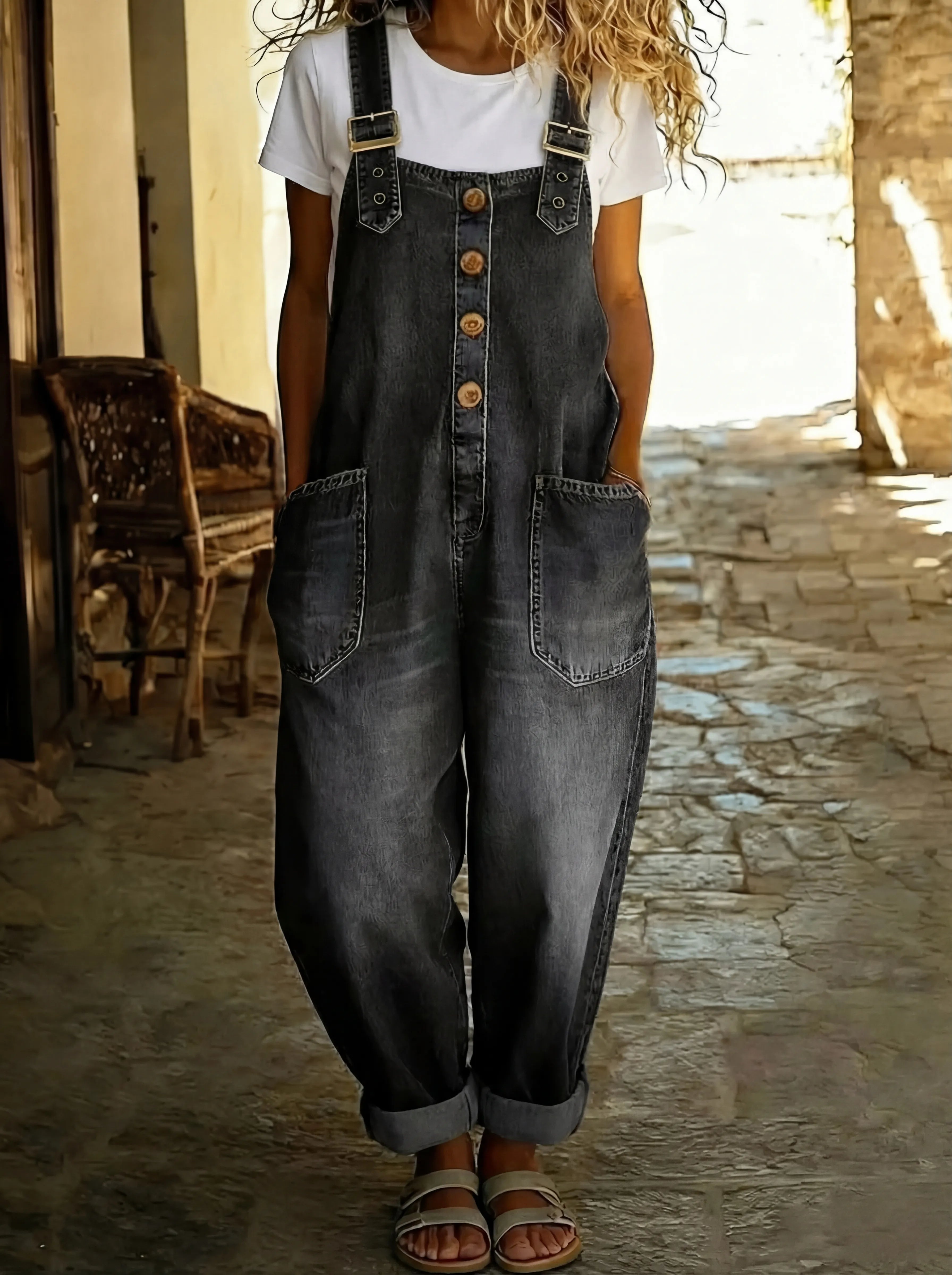 Rocio - Lahe denim jumpsuit with adjustable buckle