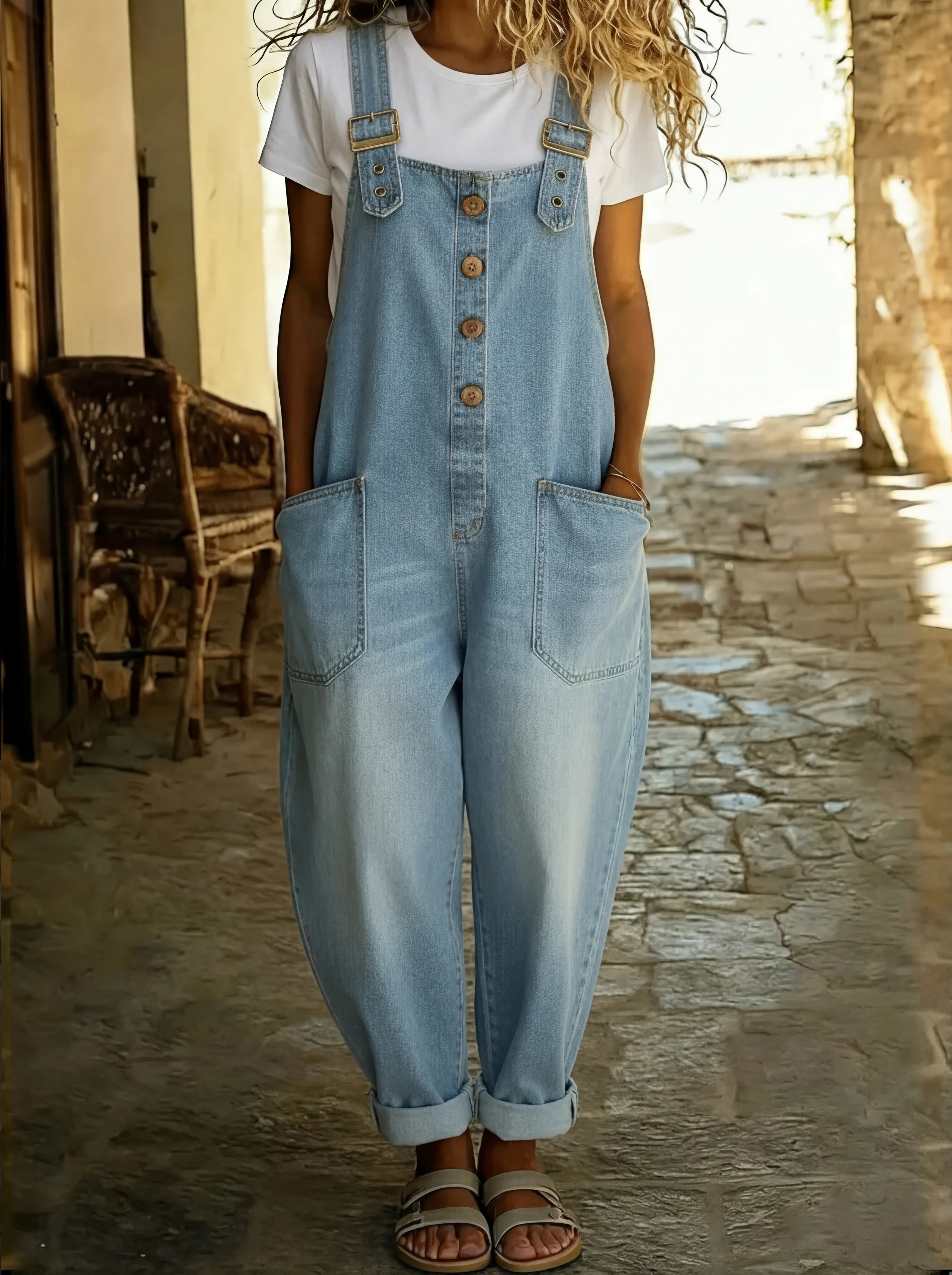 Rocio - Lahe denim jumpsuit with adjustable buckle