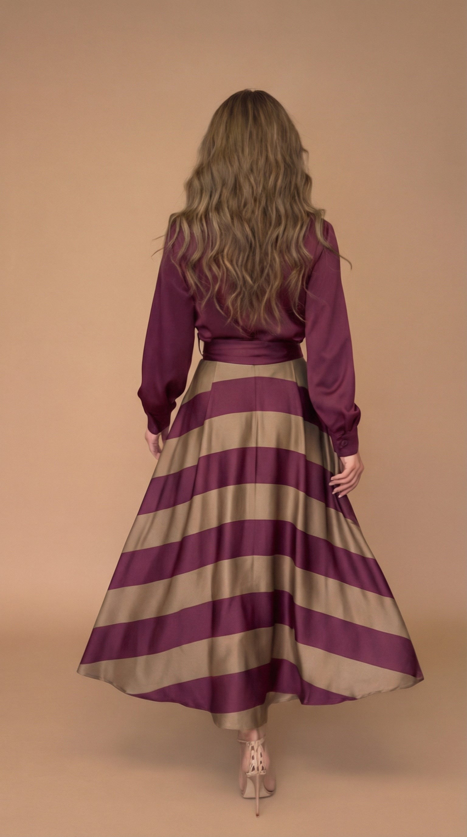 Mila | Striped Long Dress with Lace