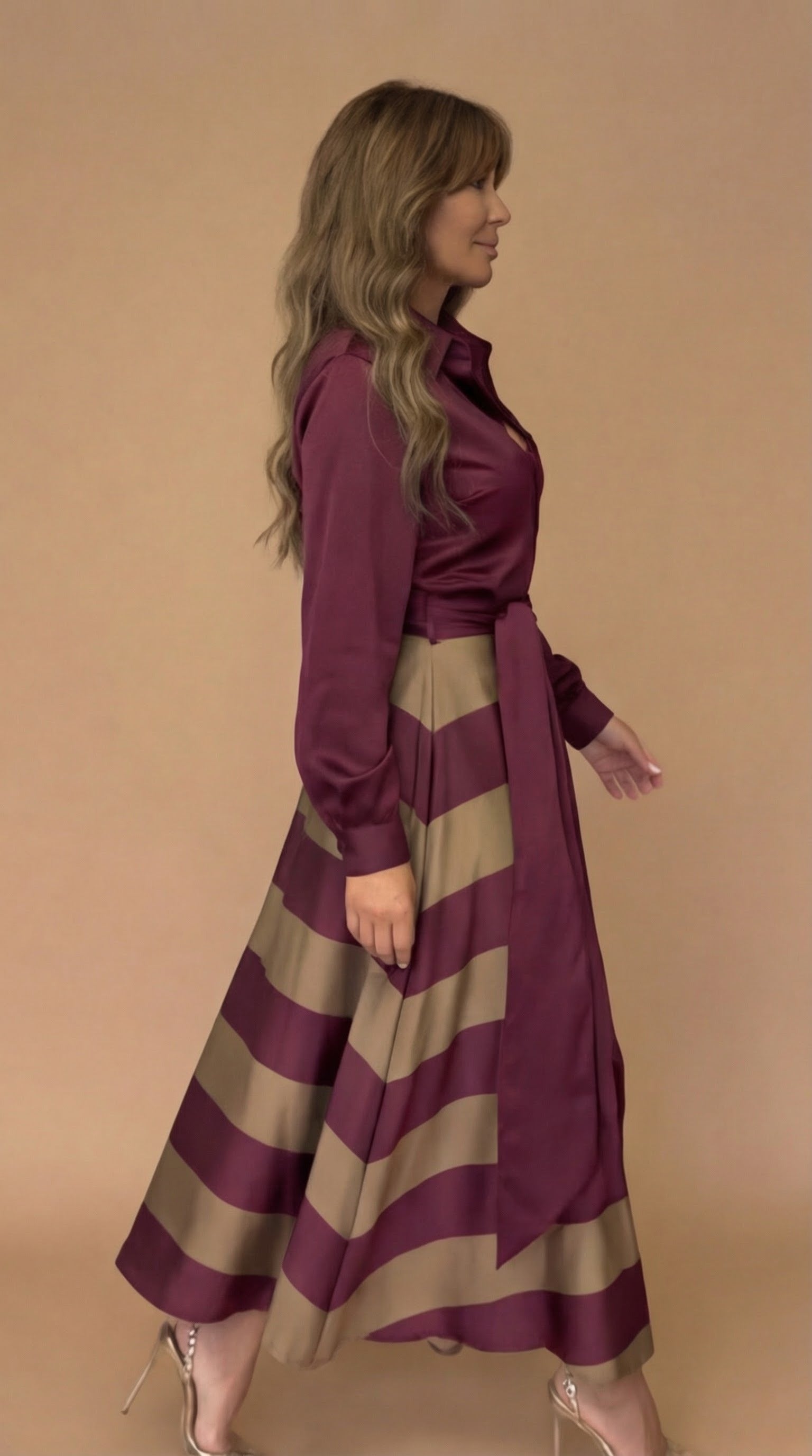 Mila | Striped Long Dress with Lace