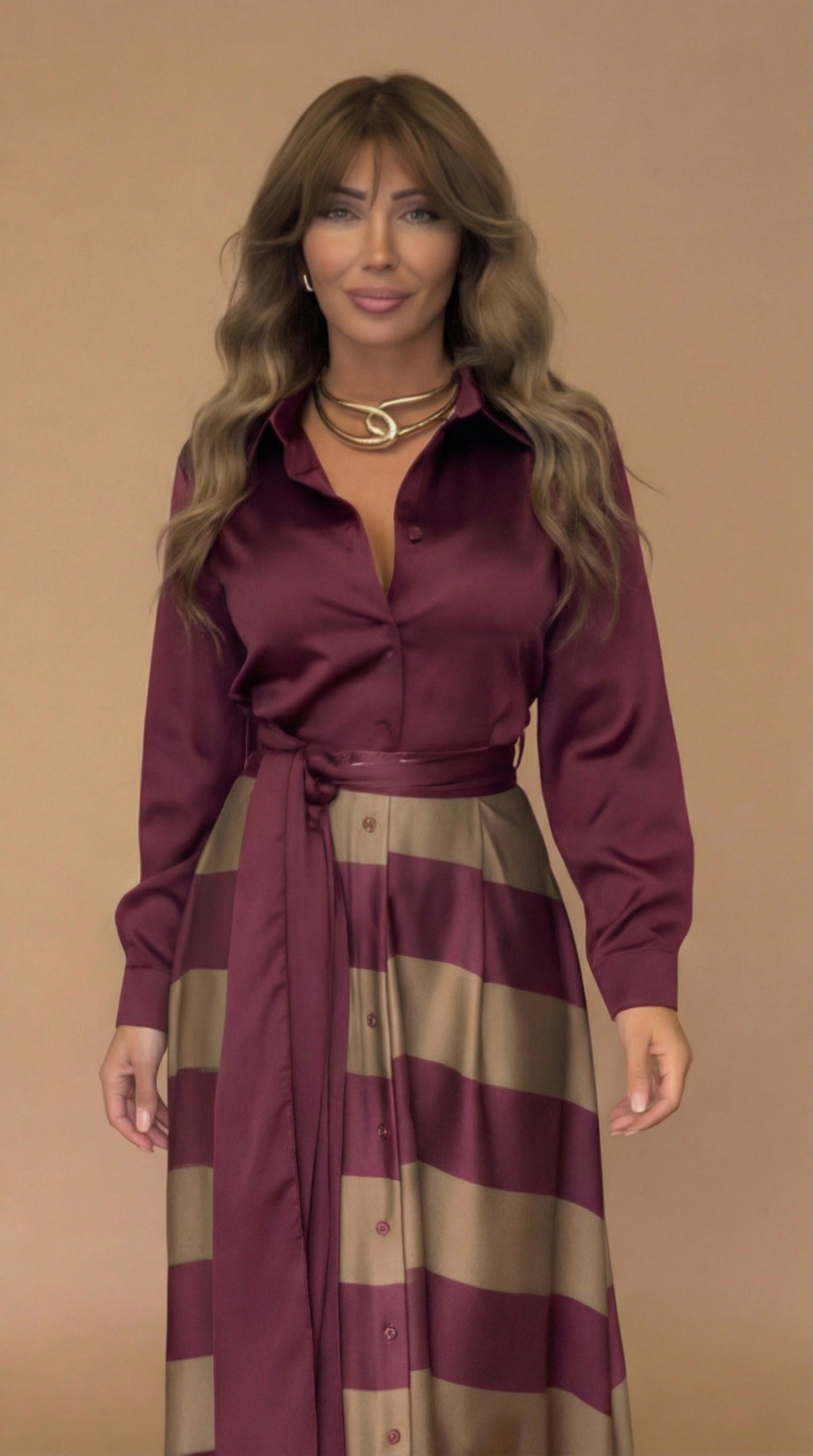 Mila | Striped Long Dress with Lace