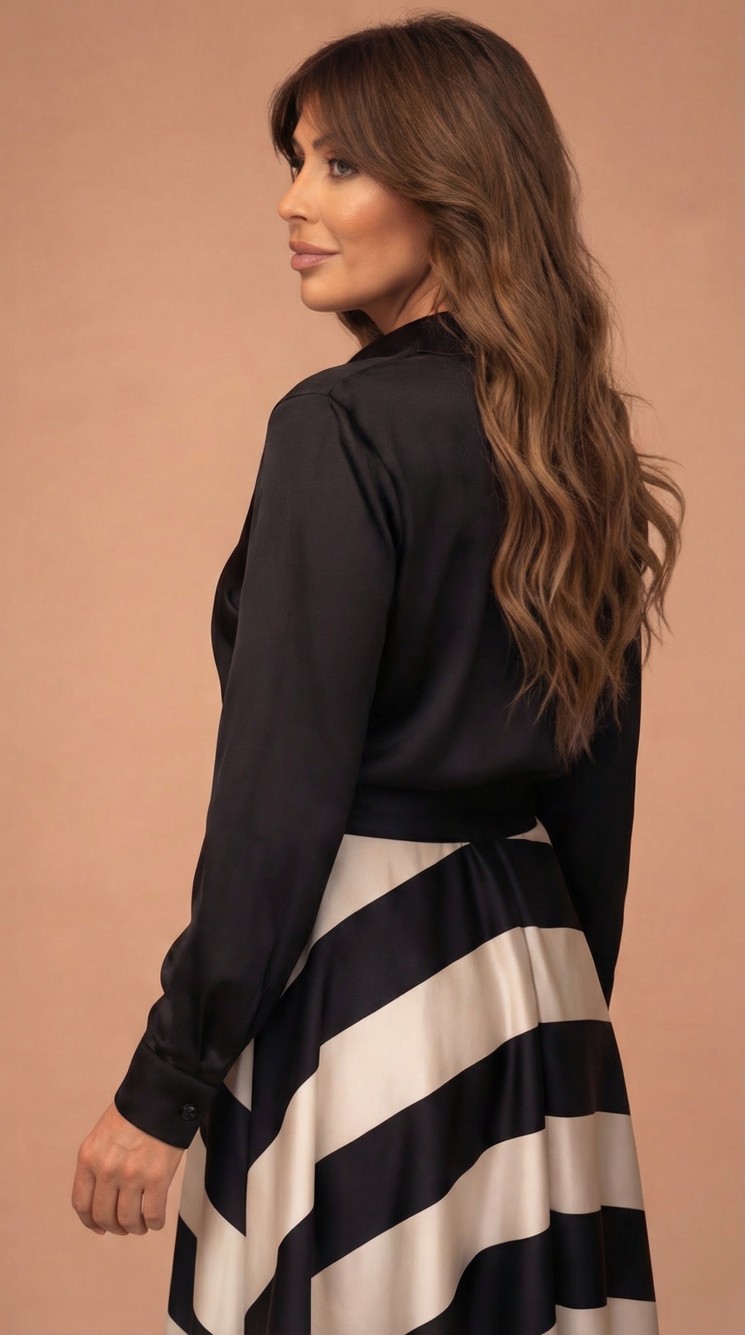 Mila | Striped Long Dress with Lace