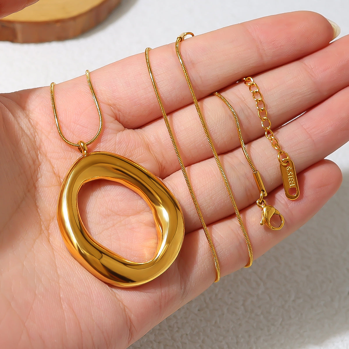 Gold Plated Oval Necklace