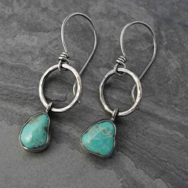 Vintage Silver Earrings with Turquoise Stone