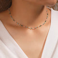 Gold-Plated Necklace with Multicoloured Pebble Details