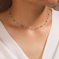 Gold-Plated Necklace with Multicoloured Pebble Details