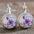 Vintage Butterfly Earrings with Round Crystals