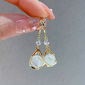 Elegant Drop Earrings with White Opal