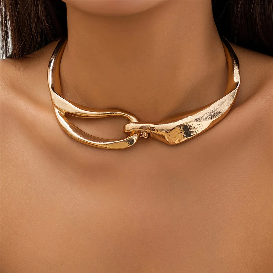 Gold necklace with bold texture
