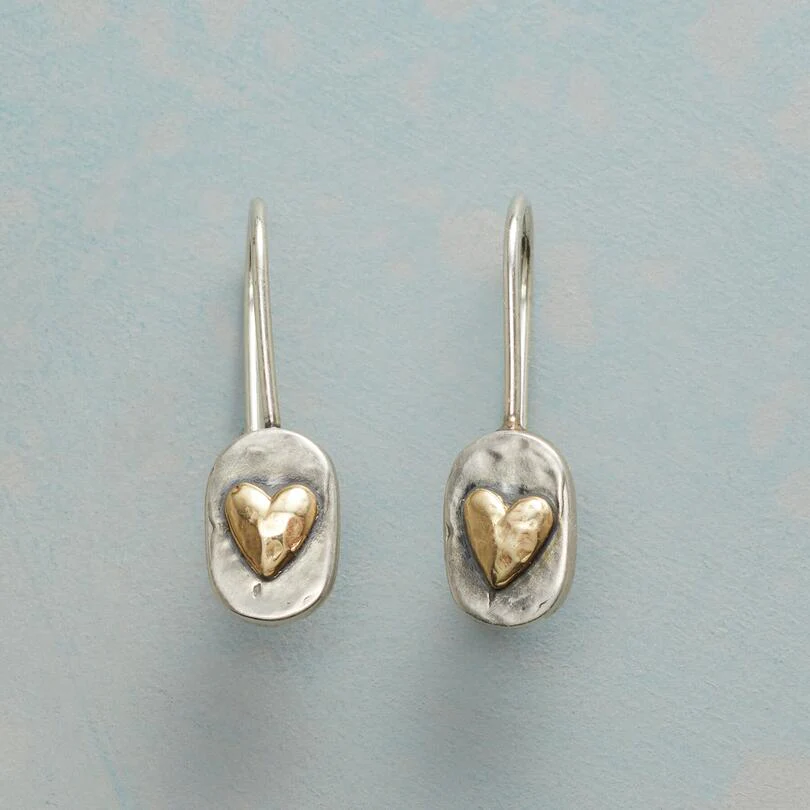 Silver and Gold Heart-Shaped Earrings