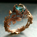 Natural Ring with Green Crystal