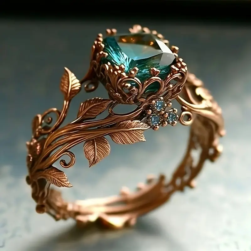 Natural Ring with Green Crystal