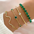 Vintage bracelet set with green zirconia