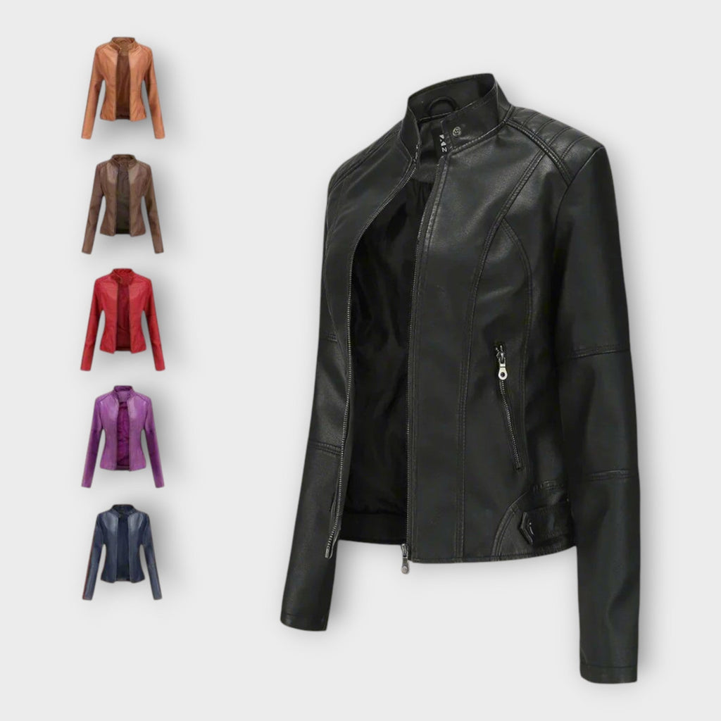 Külli | Elegant leather jacket with a modern line and timeless style