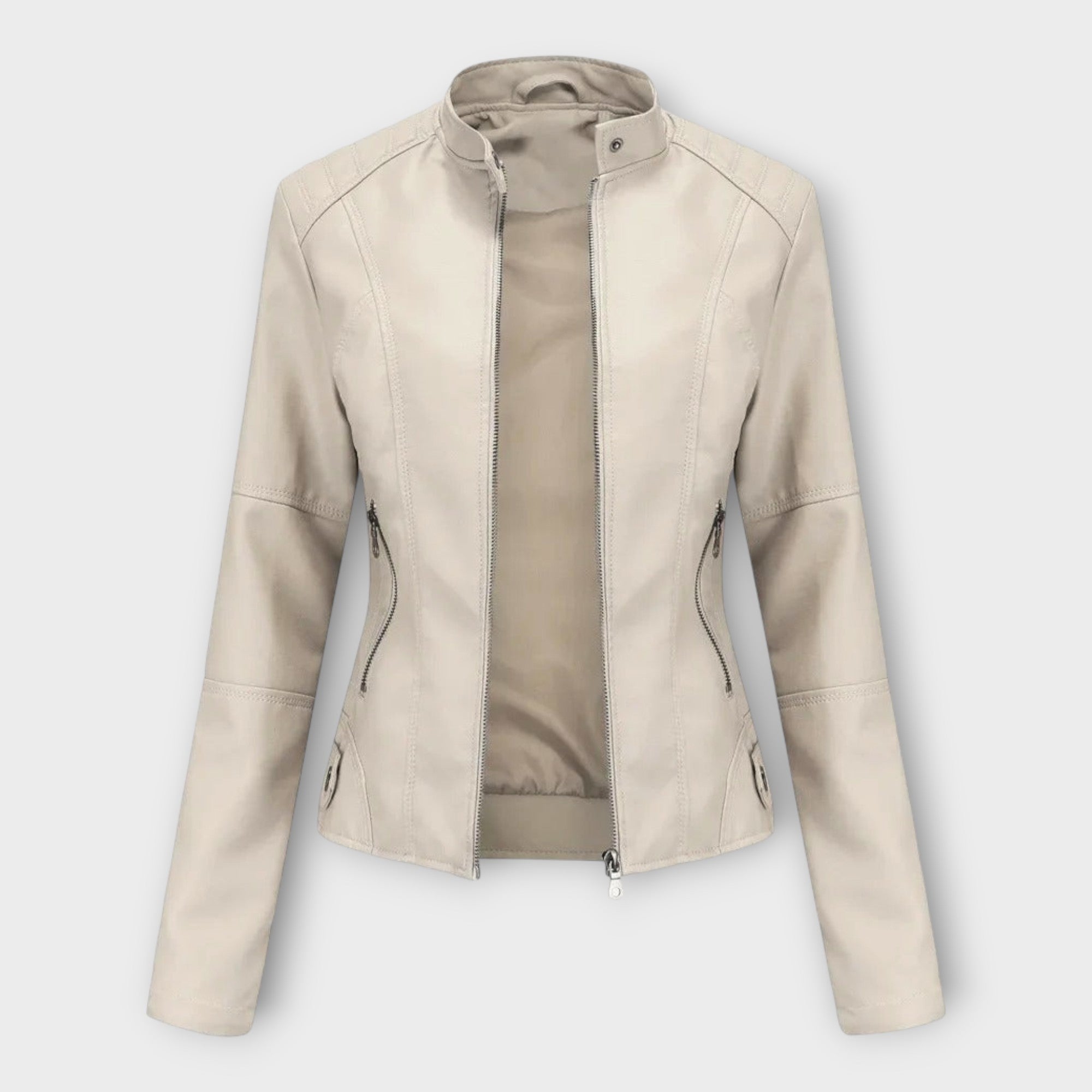 Külli | Elegant leather jacket with a modern line and timeless style